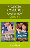 Modern Romance July 2026 Books 1-4: King's Promised Princess / His Forbidden Royal Heir / Vengeance to Baby Vows / Greek's Bride by Blackmail (Mills & Boon Collections) by Lynne Graham, Carol Marinelli, Maya Blake and Jackie Ashenden (9780263423716)