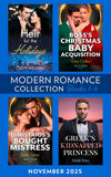 Modern Romance November 2025 Books 1-4: Heir for the Holidays / Boss's Christmas Baby Acquisition / Greek's Kidnapped Princess / Dimistrios's Bought Mistress by Cathy Williams, Dani Collins, Heidi Rice and Julia James (9780008950194)