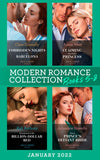 Modern Romance January 2022 Books 5-8: Forbidden Nights in Barcelona (The Cinderella Sisters) / Claiming His Virgin Princess / Snowbound in His Billion-Dollar Bed / Desert Prince's Defiant Bride by Clare Connelly, Annie West, Kali Anthony and Julieanne Howells (9780008924799)